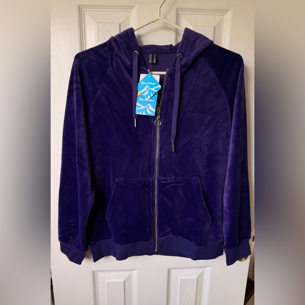 Magcomsen Women's Purple Velour Hoodie / Hooded Jacket Size Small New with Tags